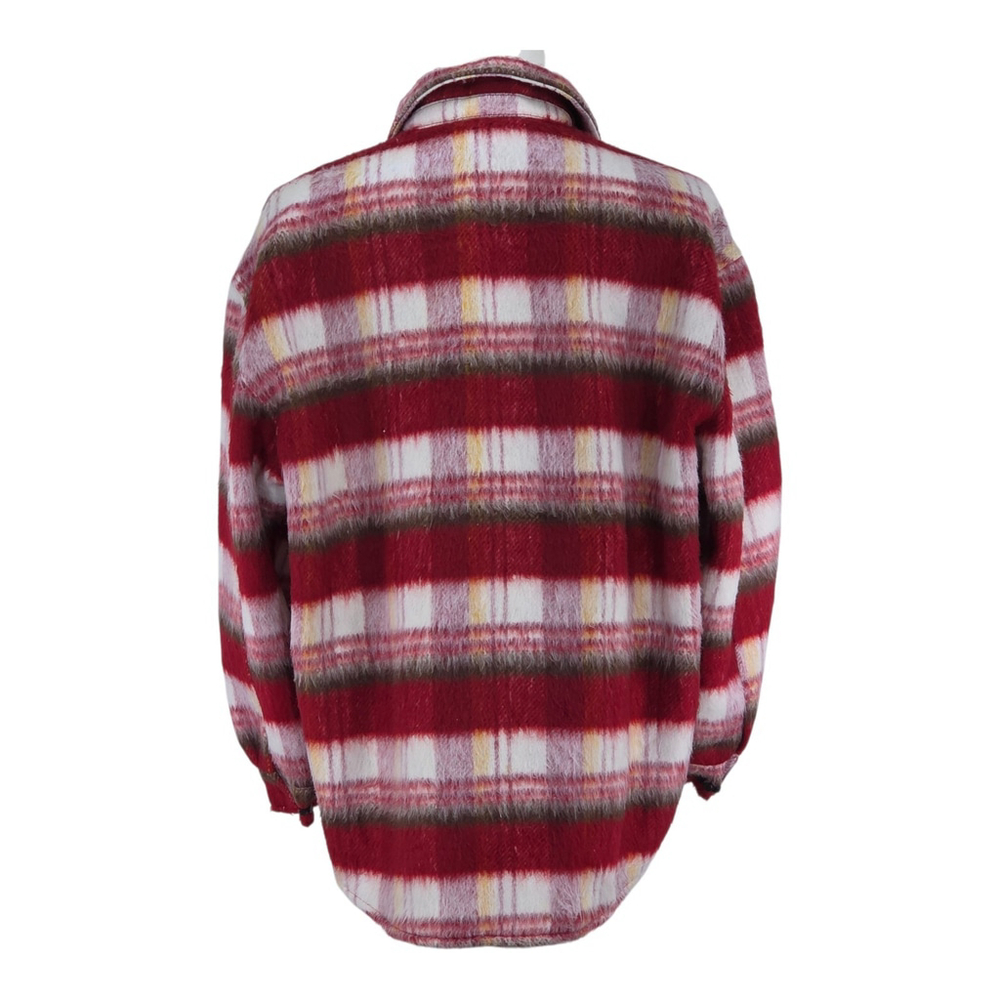 Minimalist Aesthetic Plaid Shirt Jacket Mens Large Red Fleece Lined Lifestyle - Picture 2 of 14